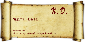 Nyiry Deli névjegykártya